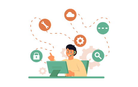 Illustration d'une personne gérant plusieurs types de services